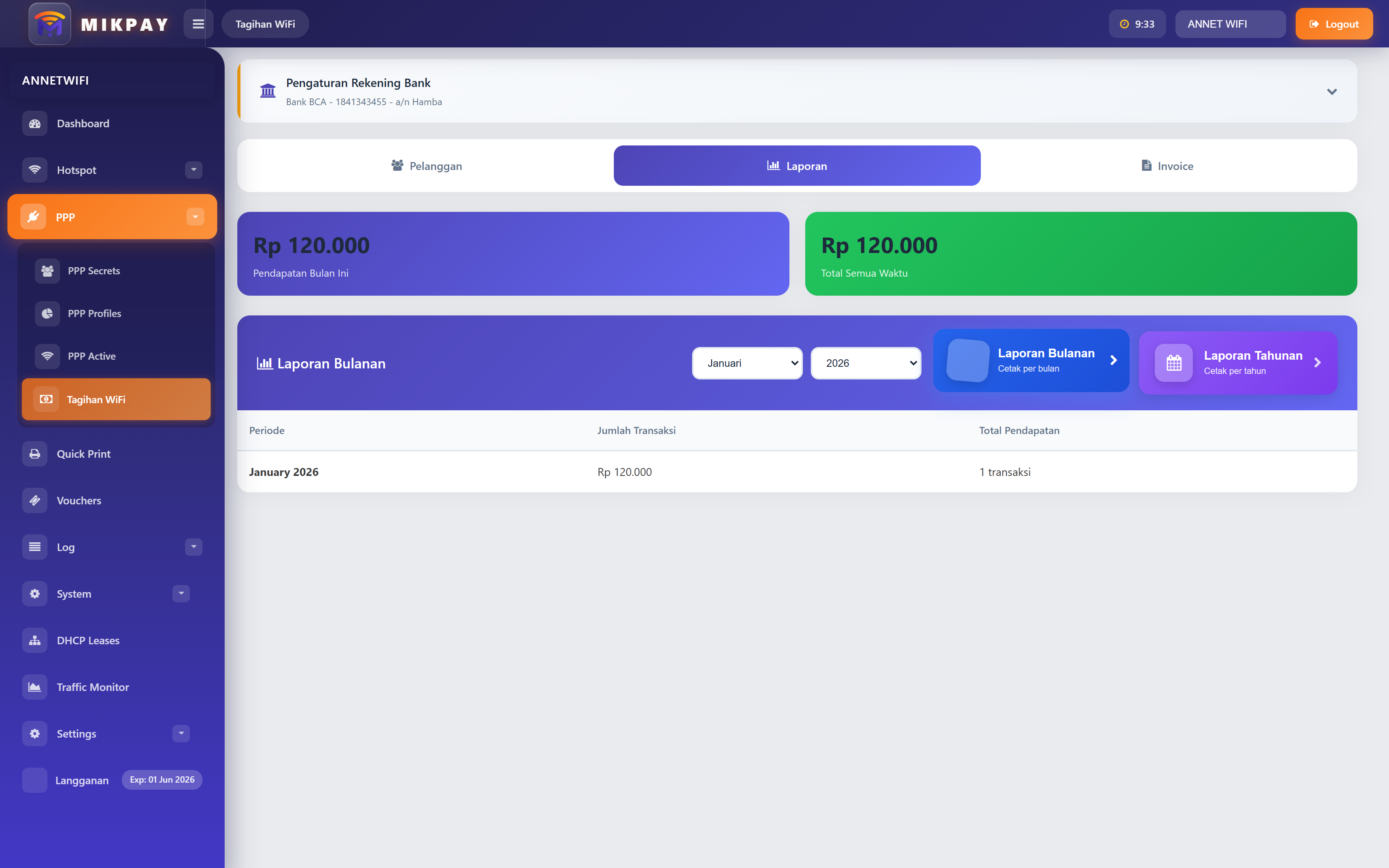 Payment Reports - Laporan pembayaran dan keuangan lengkap
